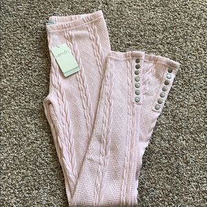 Light pink sweater leggings with buttons